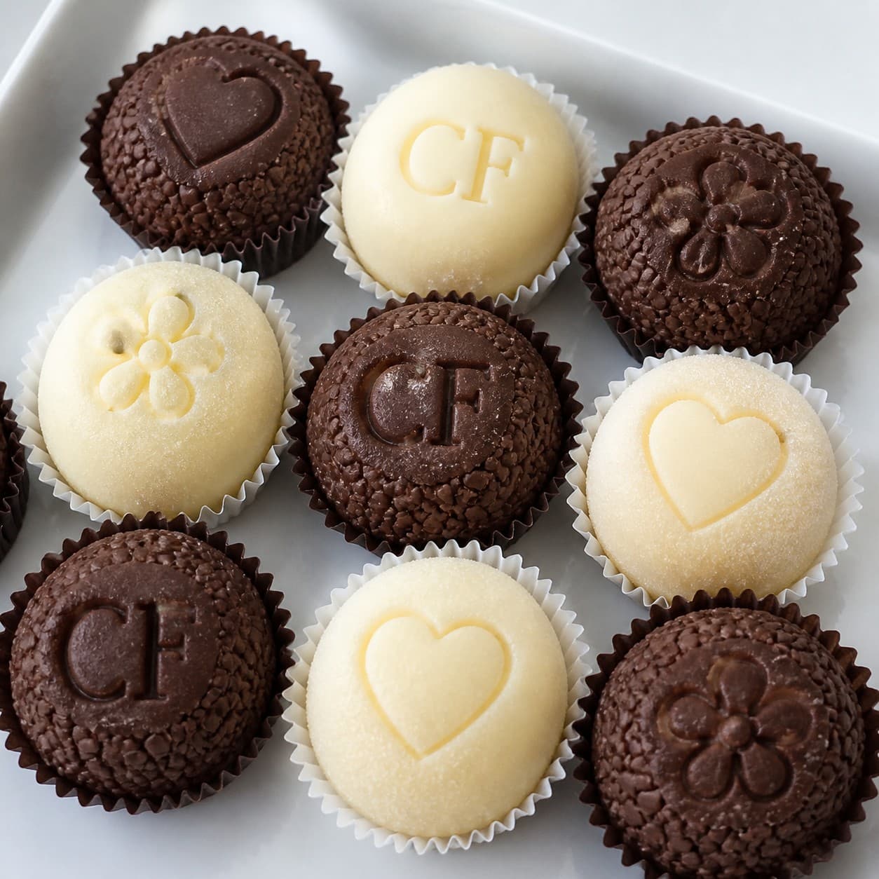 Brigadeiros personalizados com carimbo Criar Fácil