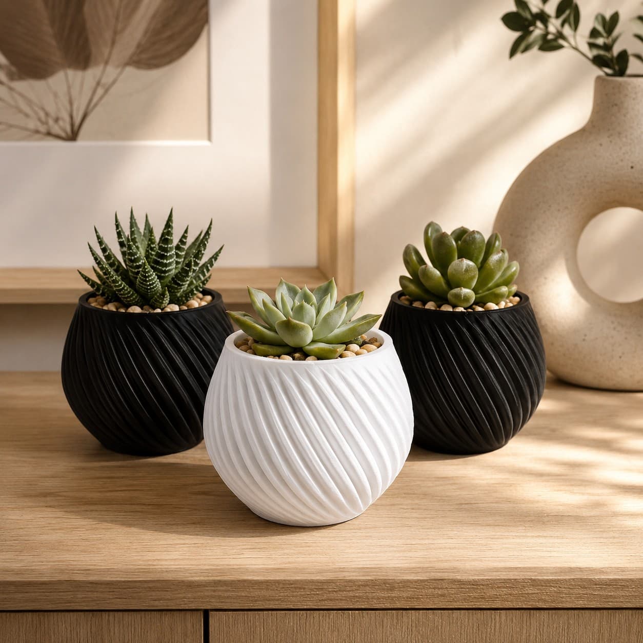 Kit com 3 vasos para suculentas